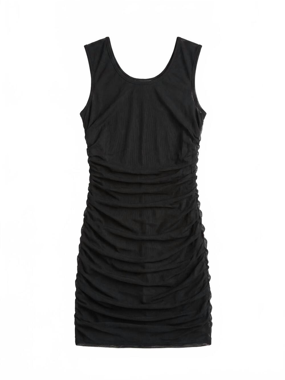 NEW CHERYL CREATIONS girls mesh ruched dress in black